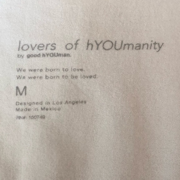 lovers of hYOUmanity white logo tee “THE BEST THINGS IN LIFE MAKE YOU SWEATY” - Picture 6 of 8